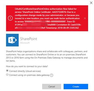 Power Automate Connection Error AADSTS50076