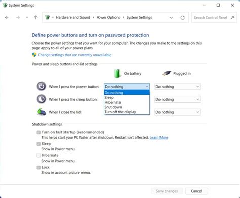 Power Button Options
