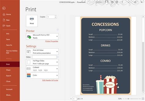 PowerPoint Options Menu