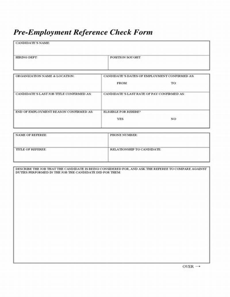 Pre Employment Reference Check Form