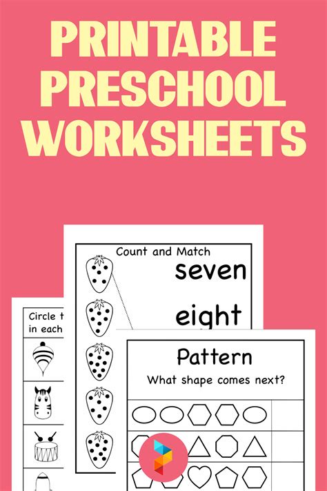 Preschool Printable Worksheets
