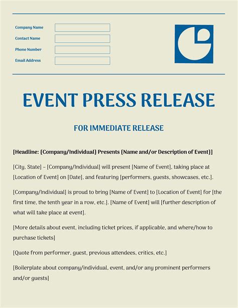 Press Release Template For Event