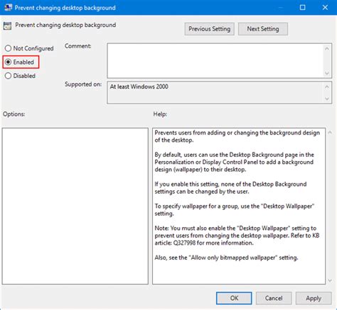 Prevent changing desktop background setting