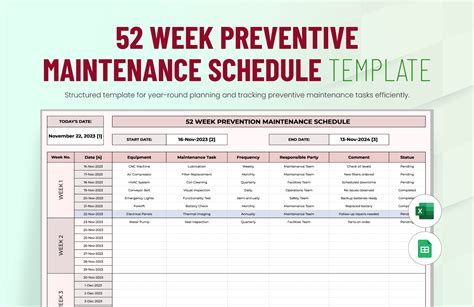Preventative Maintenance Schedule Template