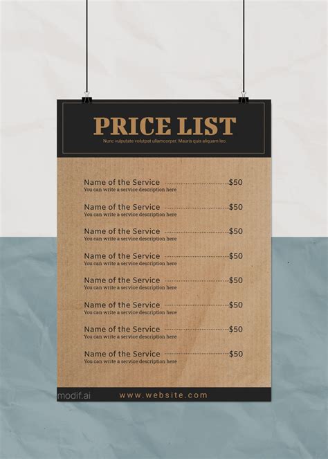 Price Menu Template