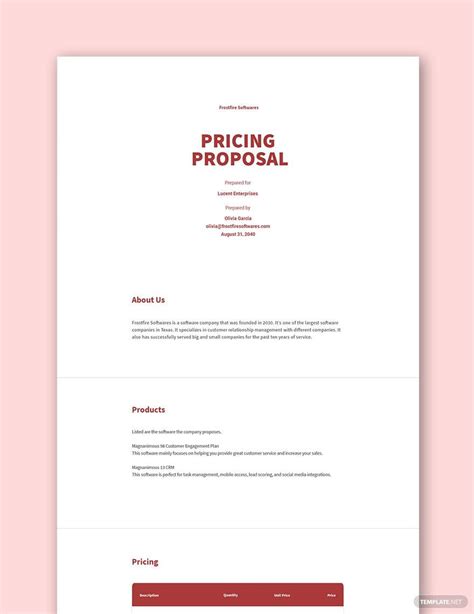 Price Proposal Template