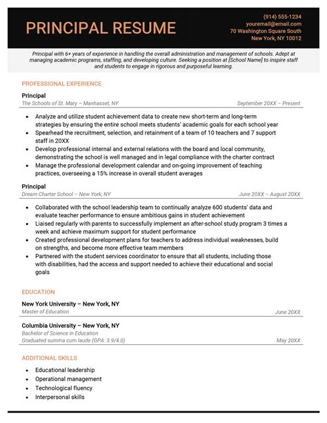 Principal Resume Template