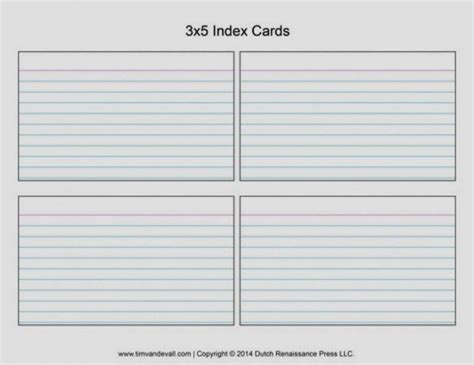 Print Index Cards Template