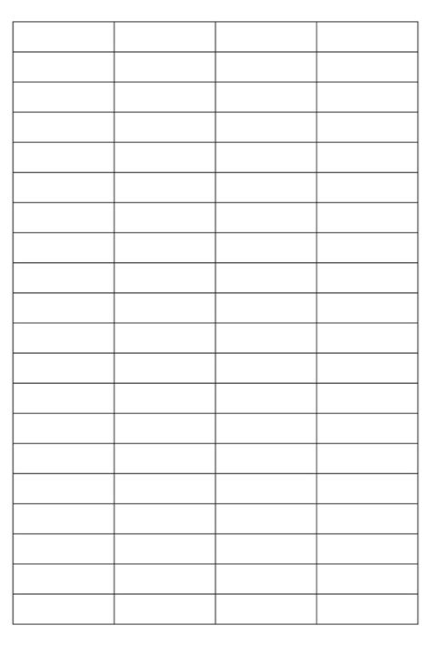 Printable 4 Column Chart Template