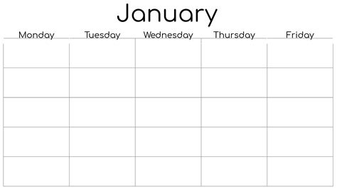 Printable 5 Day Calendar