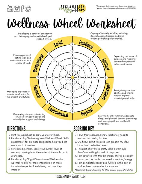 Printable 8 Dimensions Of Wellness Worksheet