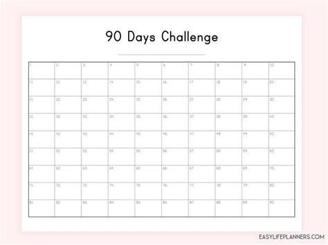 Printable 90 Day Calendar