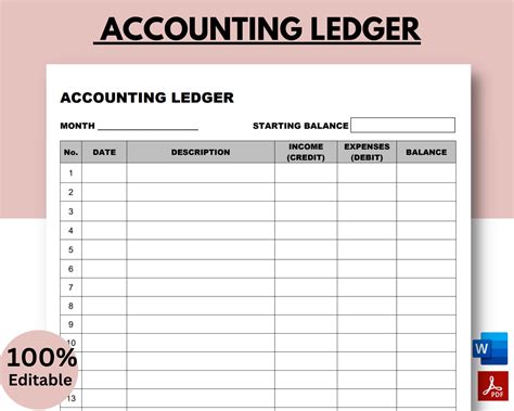 Printable Accounting Ledger