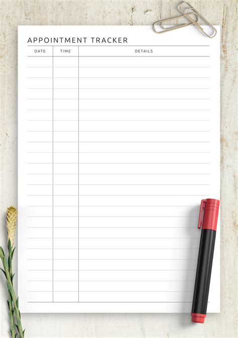 Printable Appointment Sheet