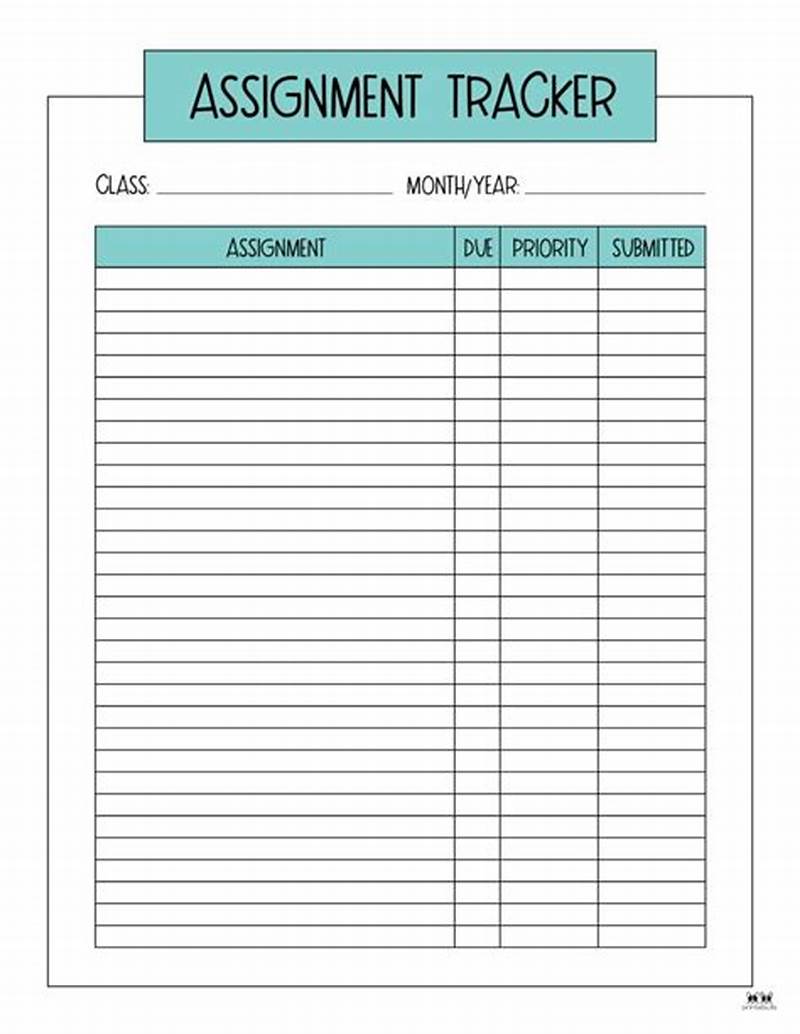 Printable Assignment Tracker