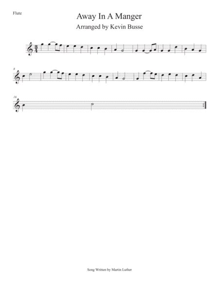 Printable Away In A Manger Key Of C Flute