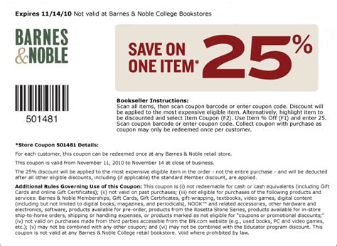 Printable Barnes And Noble Coupon