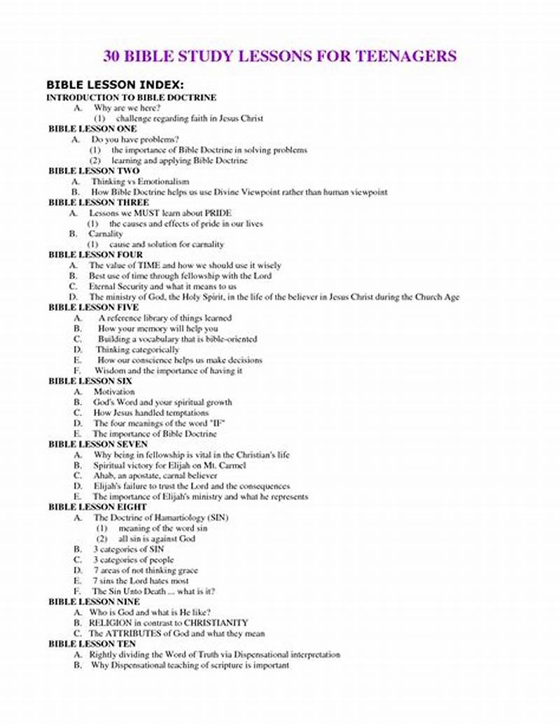 Printable Bible Study Lessons