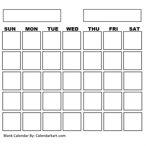 Printable Blank Calander