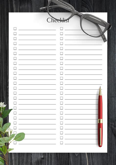 Printable Blank Checklist