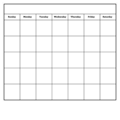 Printable Blank Monthly Calendar Template