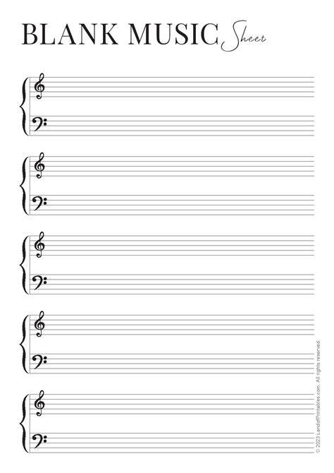 Printable Blank Music Sheets For Piano