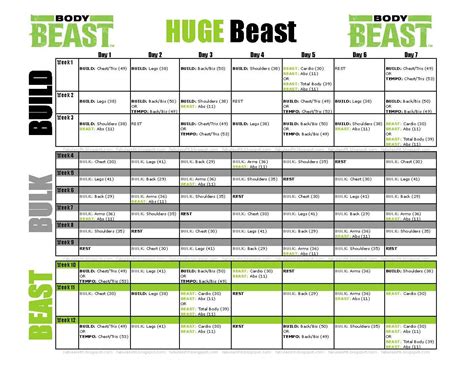 Printable Body Beast Schedule