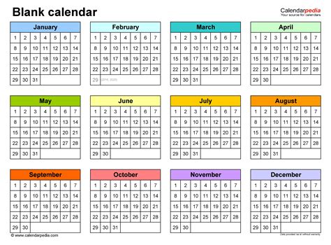 Printable Calendar Layout
