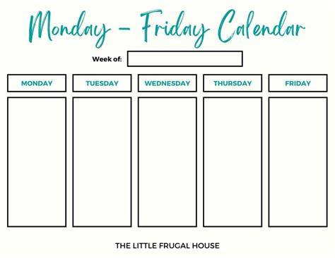 Printable Calendar May 2017 For Monday Through Friday
