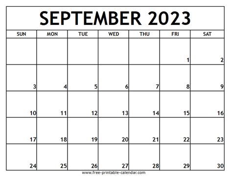Printable Calendar September