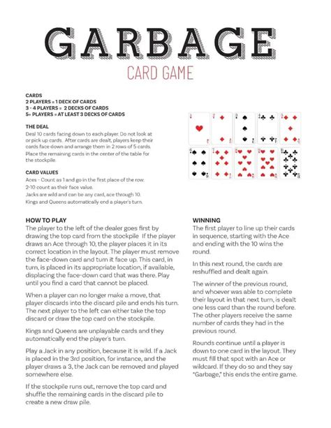 Printable Card Game Instructions