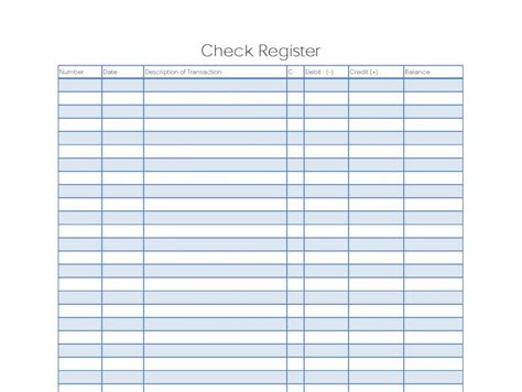 Printable Check Registers Free