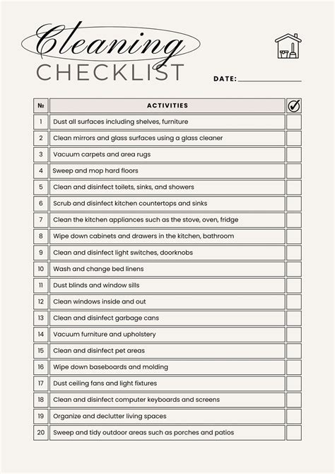 Printable Checklist For Cleaning House For The Working Person