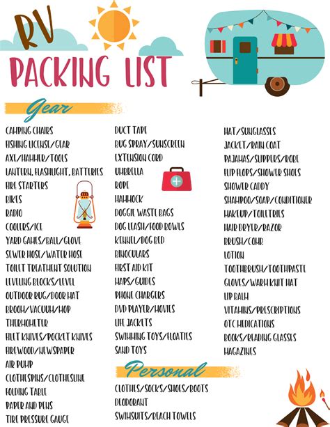 Printable Checklist For Rv Camping