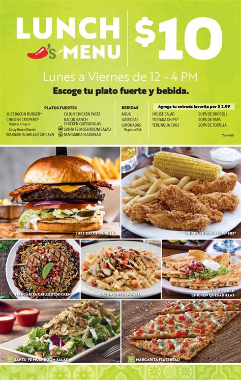 Printable Chilis Menu