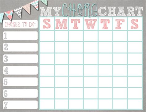 Printable Chore Charts For Teens