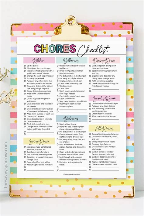 Printable Chores Checklist