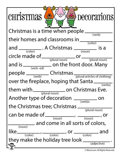 Printable Christmas Mad Libs