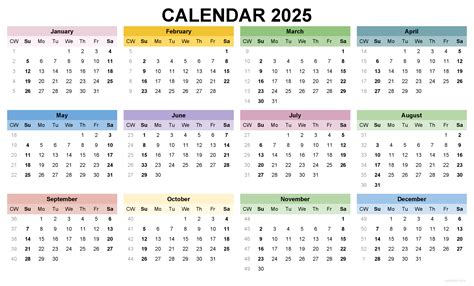 Printable Color Calendar