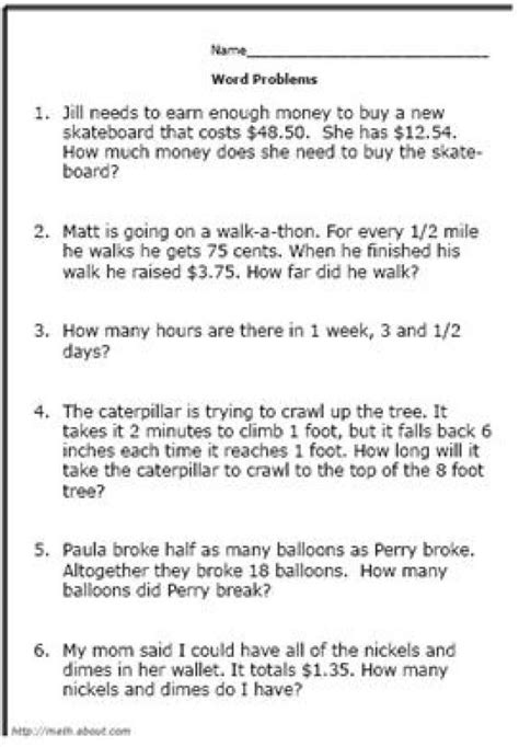 Printable Common Core Word Problems For 3rd Grade Worksheets