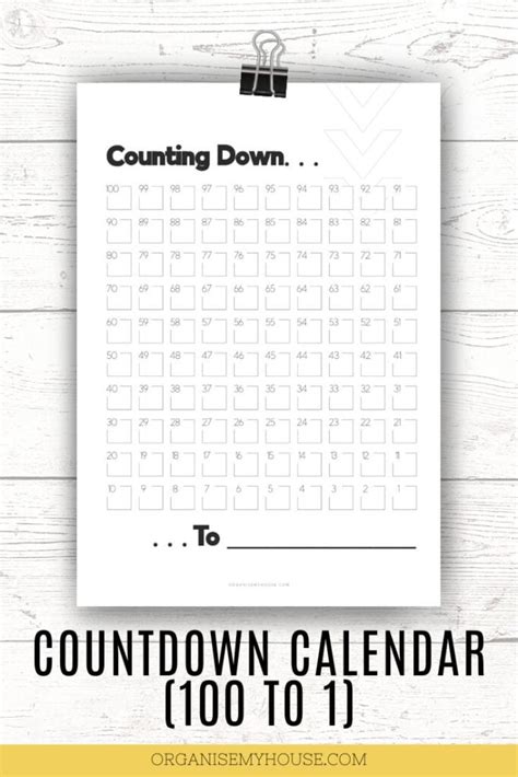 Printable Countdown Calendar