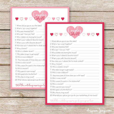 Printable Couples Games