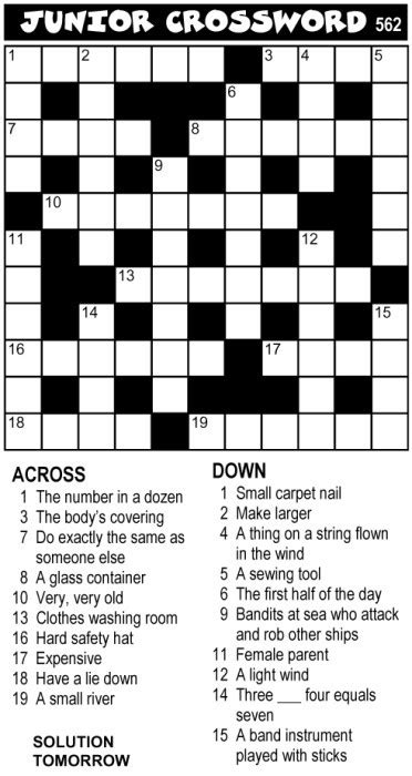 Printable Crosswords For Teens
