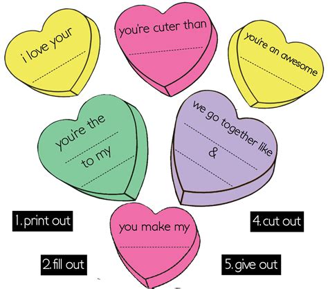 Printable Cut Out Conversation Hearts