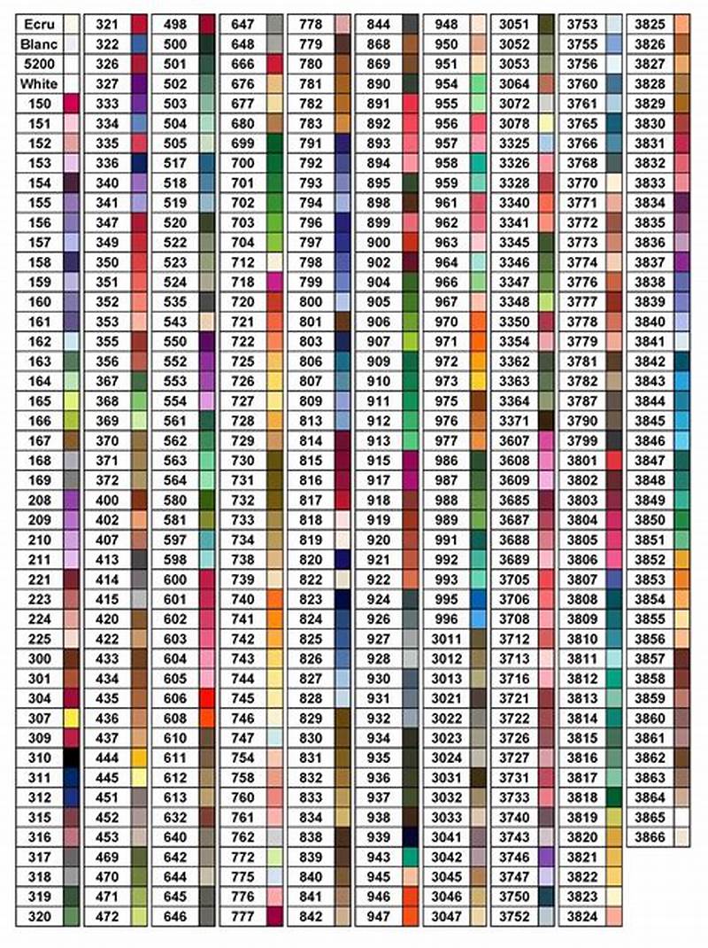 Printable Dmc Color Chart For Diamond Painting
