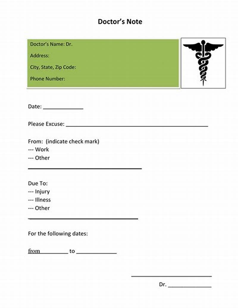 Printable Doctors Note For Work