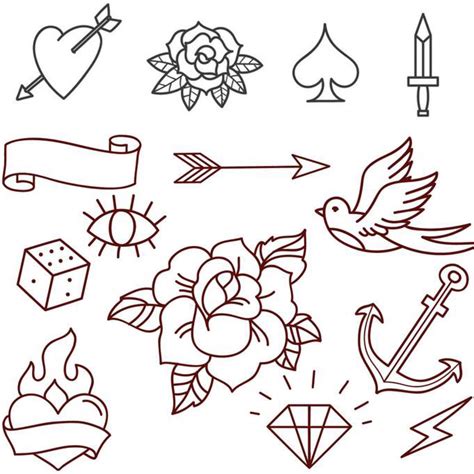 Printable Easy Outline Tattoo Stencil Designs