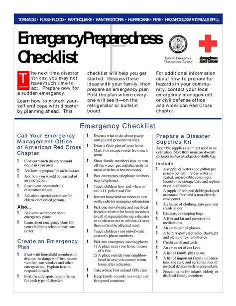 Printable Emergency Preparedness Checklist