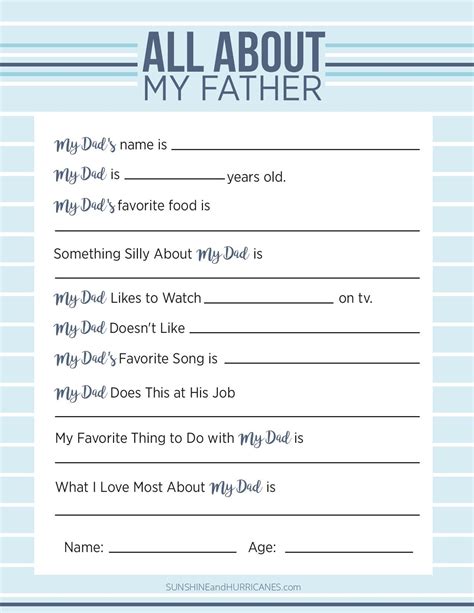 Printable Father's Day Questionnaire