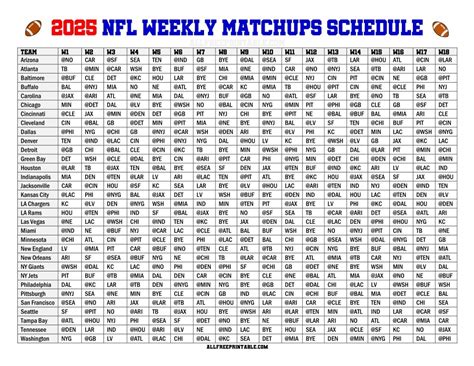 Printable Football Schedules